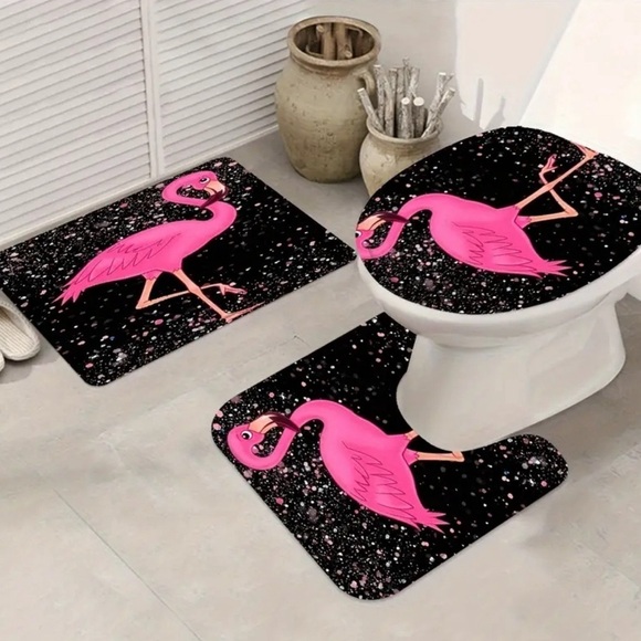 4pc Pink Flamingo Bathroom Set NWT - Picture 2 of 11